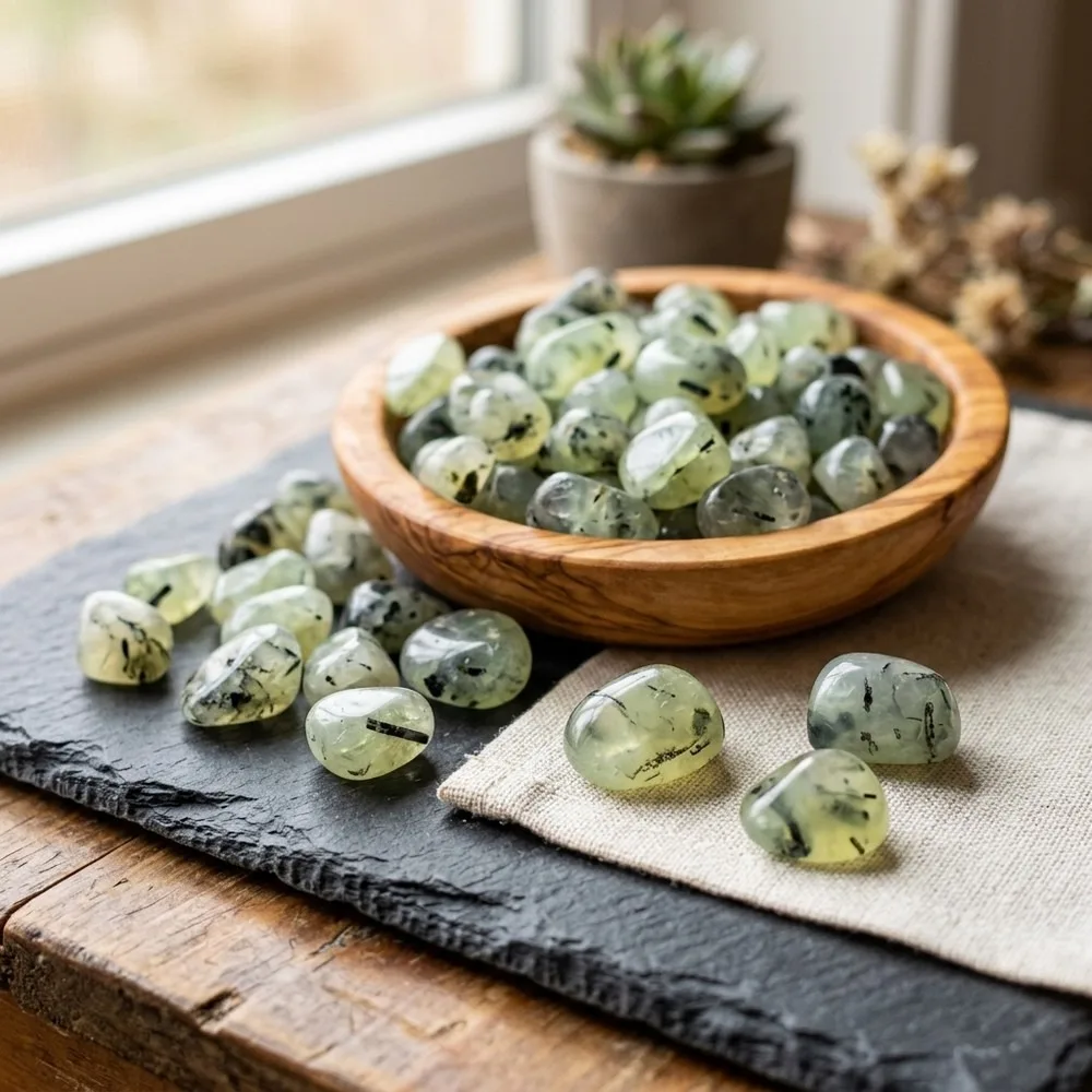 Green Prehnite Tumbled Stones Natural Chiltonite Gravel Chips, Reiki Healing Crystals Minerals for Aquarium Decor DIY