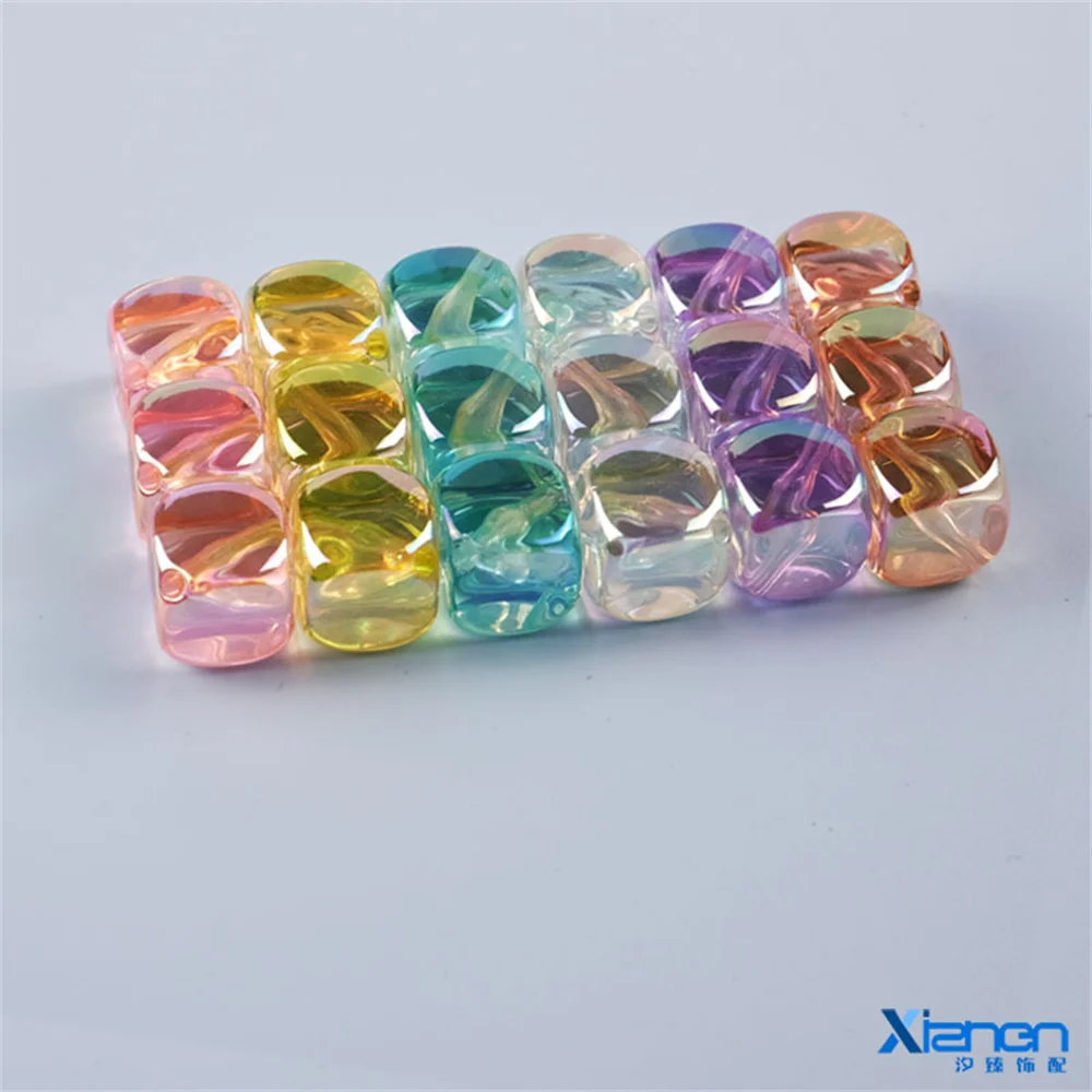 CH39  Color Ice Cube Square Bead Diagonal Hole Candy-colored Beaded Acrylic Bracelet Jewelry Accessories Diy Hand-made.