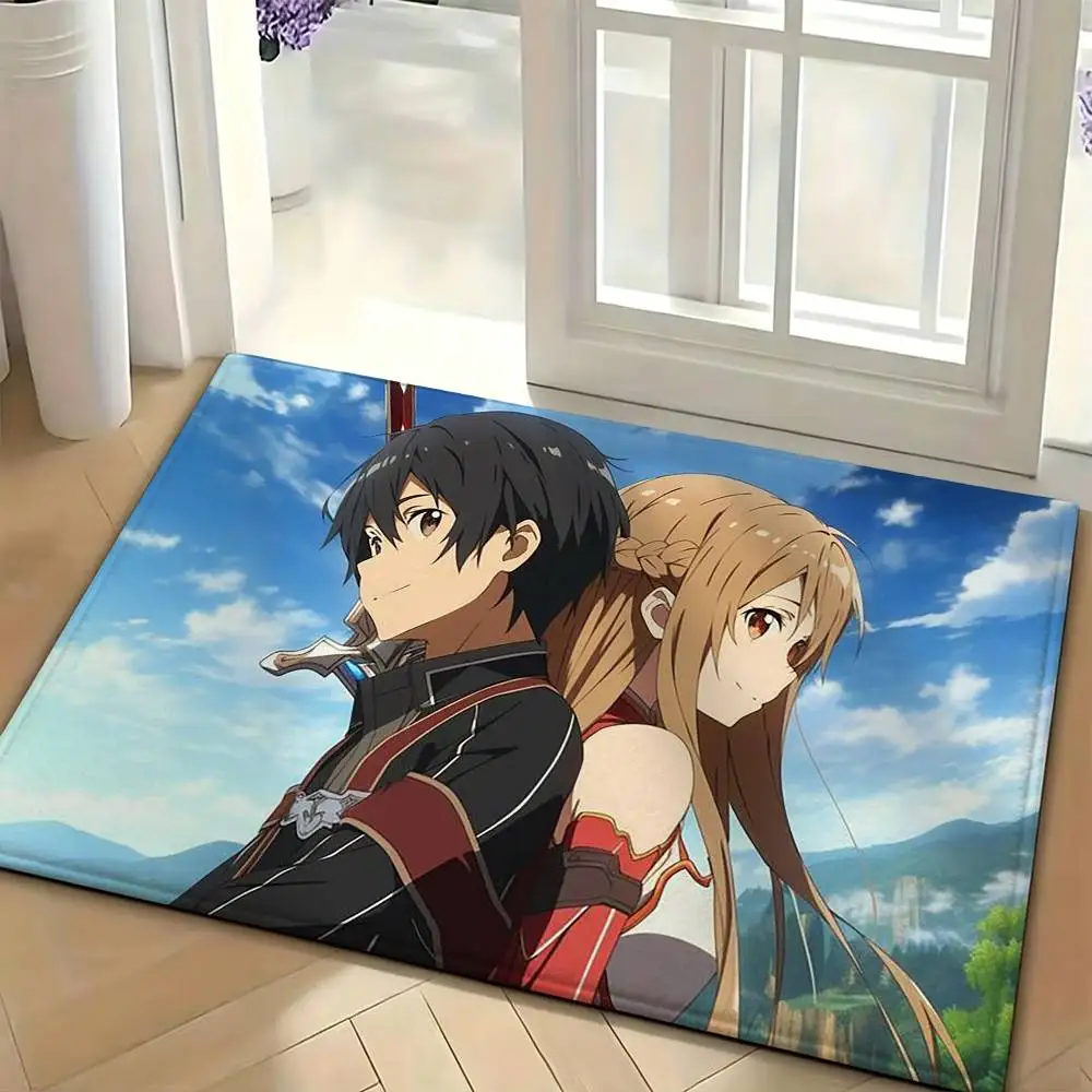 Game S-Sword Art Online Asuna Kirito Floor Mat Soft Non Slip for Entry Door Bathroom Indoor Home Decorative Carpet