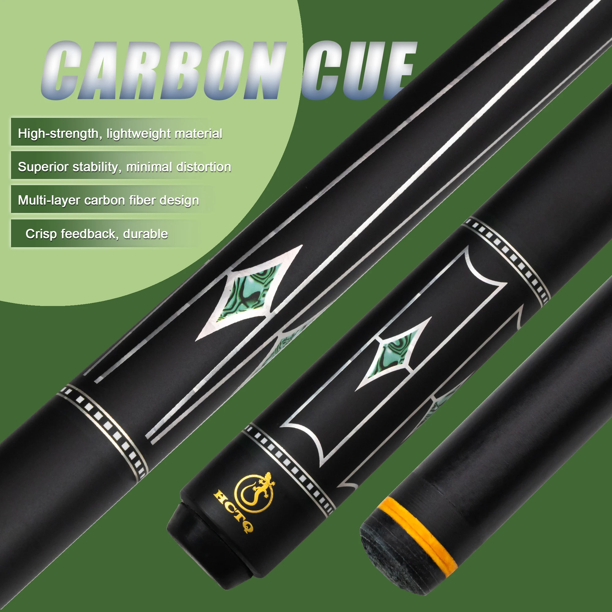 

12.5mm Tip Carbon Billiard Cue Stick with Multi-layer Tip, High Performance for American Pool and Carom Billiards Enthusiasts