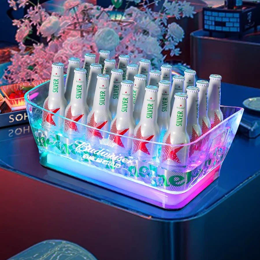 Rechargeable LED Luminous Ice Bucket Nightclub Champagne Beer Wine Bottle Cooler LED Ice Bucket For Wedding bar Nightclub Decor