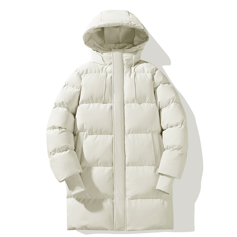  Mens Long Black Hooded Puffer Coat New All Match Thickened Warm Jacket Casual Winter Outerwear Men Hooded Puffer Coat 