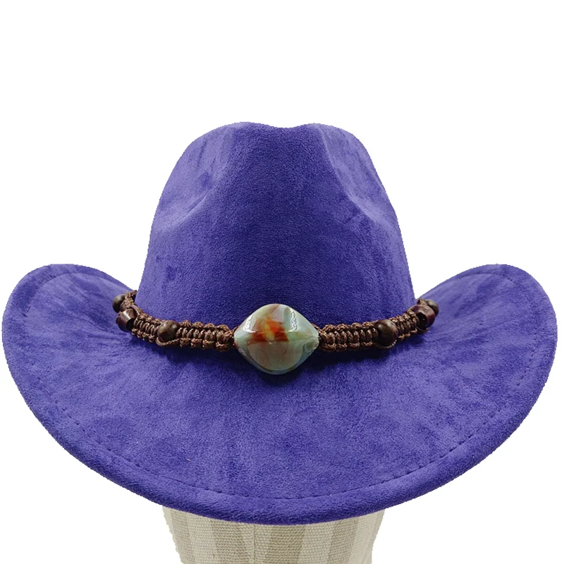 Purple Cowboy Hat New Cowboy Hat Accessories Cowboy Hat Suede Material Hat New Men\'s and Women\'s Outdoor Hat Knight Hat