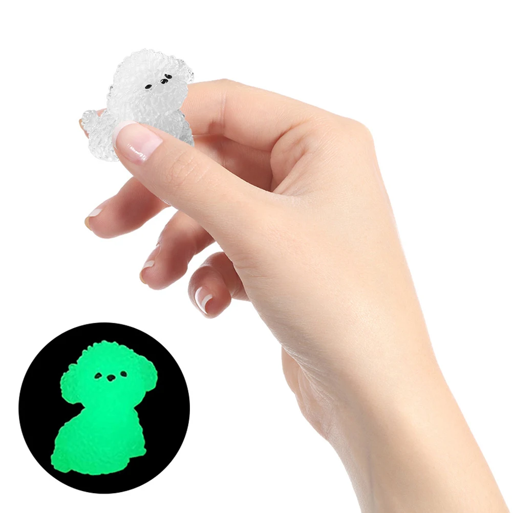 

24 Pcs Luminous Micro Landscape Decoration Mini Dog Resin Figurine Desktop Dogs
