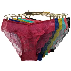 Moonflame 5 Pcs / Lots Sexy Lingerie Underwear Solid Color Full Lace Transparent Women's Panties