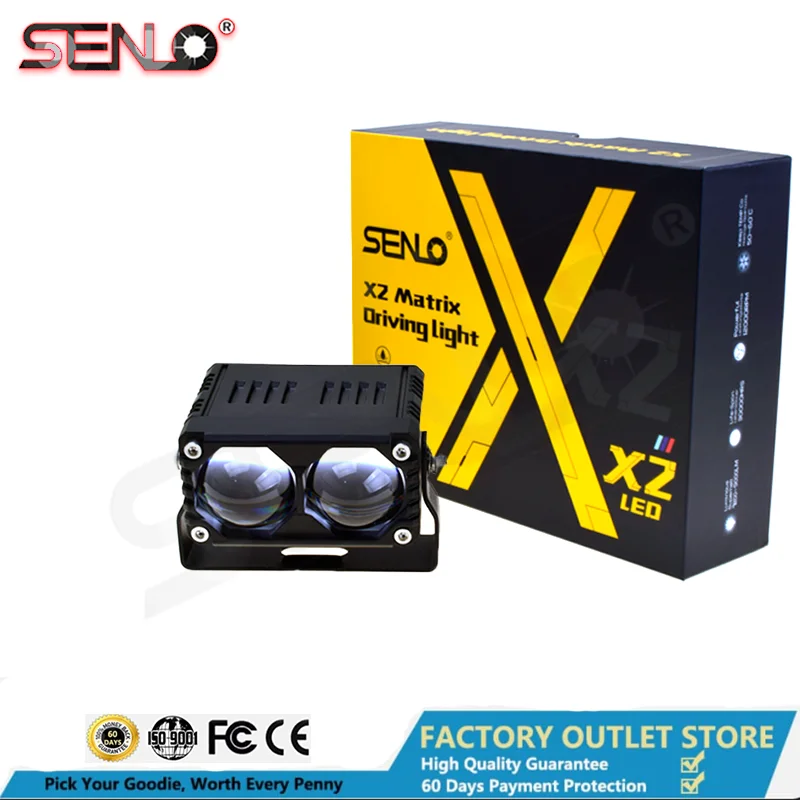 SENLO 1PC New Dual Color Universal 12V 90W Dual Color Mini LED Headlight Fog /Work/Driving Lights for Car/Motorcycle/SUV Parts