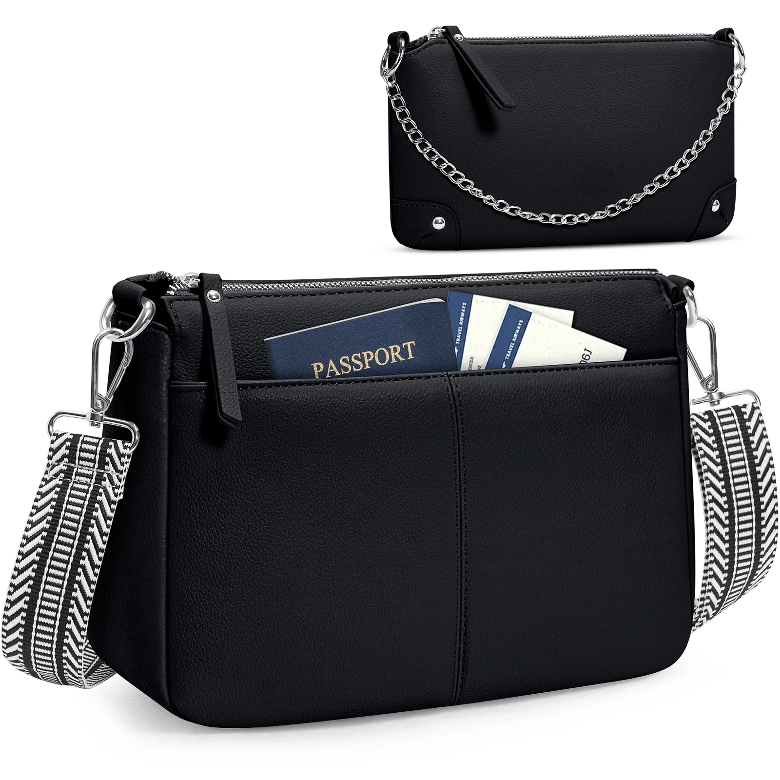 

RAINSMORE 2Pcs Crossbody Bags and Handbag Set Women Fashion Crossbody Purses PU Leather Classic Fashion Shoulder Bag