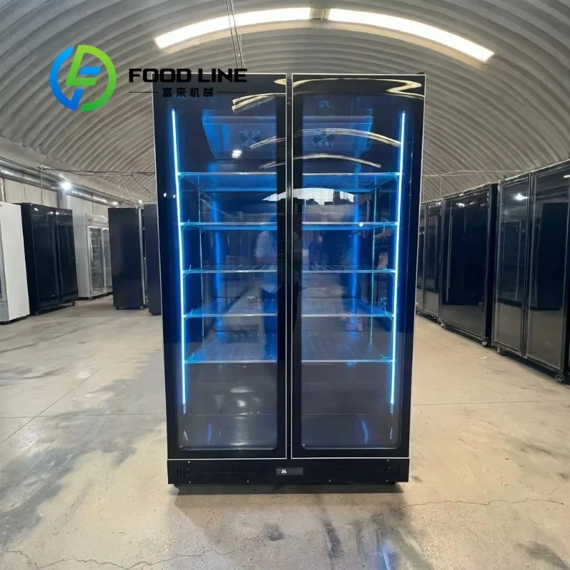 Factory Light LED Air Cooling Drink Fridge Commercial 2 Glass Door Upright Beverage Display Cooler for Bar Restaurant Hotel