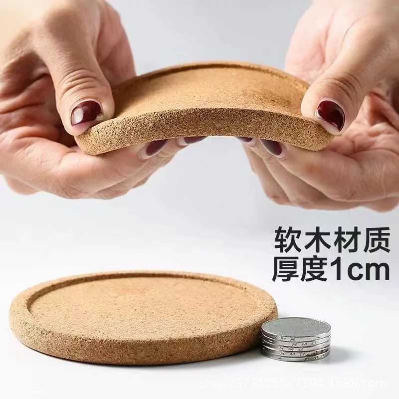 

4 Pcs Cork Potholder Coaster for Bar Glasses Drinks Fashion Office Desk Kitchen Use Wooden Cold Beverages