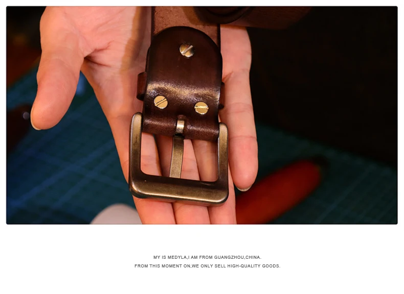 MEDYLA Herrengürtel Top Leder Lässiger hochwertiger Gürtel Vintage Design Dornschließe Echtledergürtel für Männer Geschenkbox – Detail 8