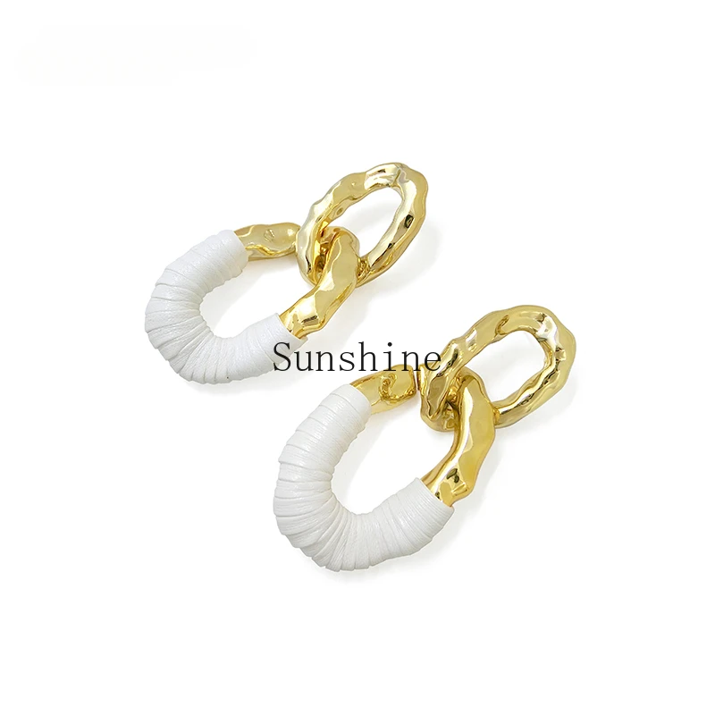 Niche design ring retro Hong Kong style earrings personalized earrings