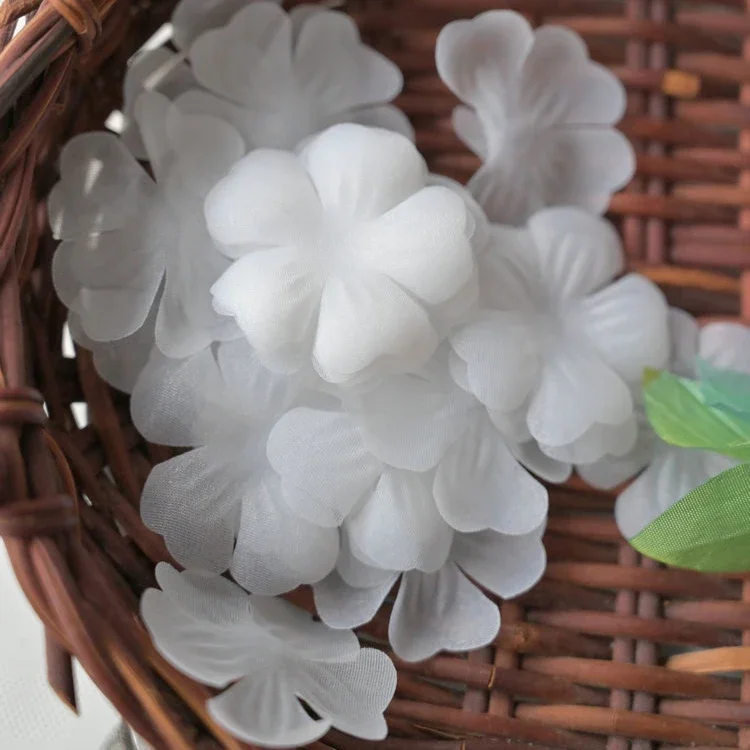 100PCS/Paket .3.8CM Kelopak Organza DIY Bunga 3D. Aksesoris Kerudung Gaun Pengantin Buatan Tangan, Hiasan Bunga Dekoratif Buatan Tangan