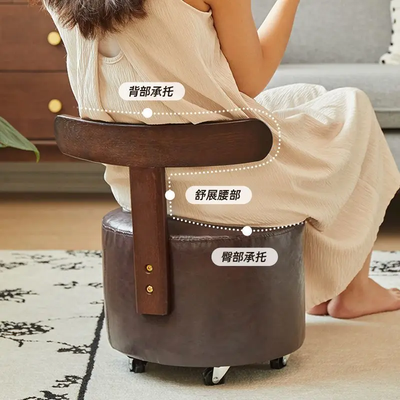 Retro style sofa chair solid wood stool small apartment bench