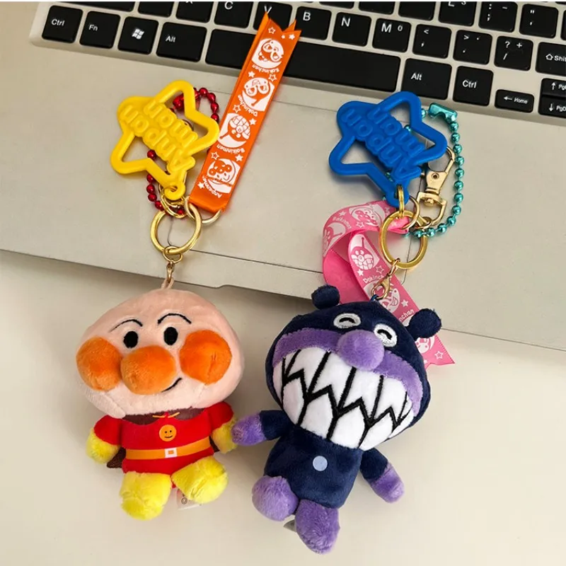 Anpanman Baikinman Plush Cartoon Doll Key Chain Kawaii Cute Backpack Pendant Creative Toys Children Holiday Gifts Key Buckle