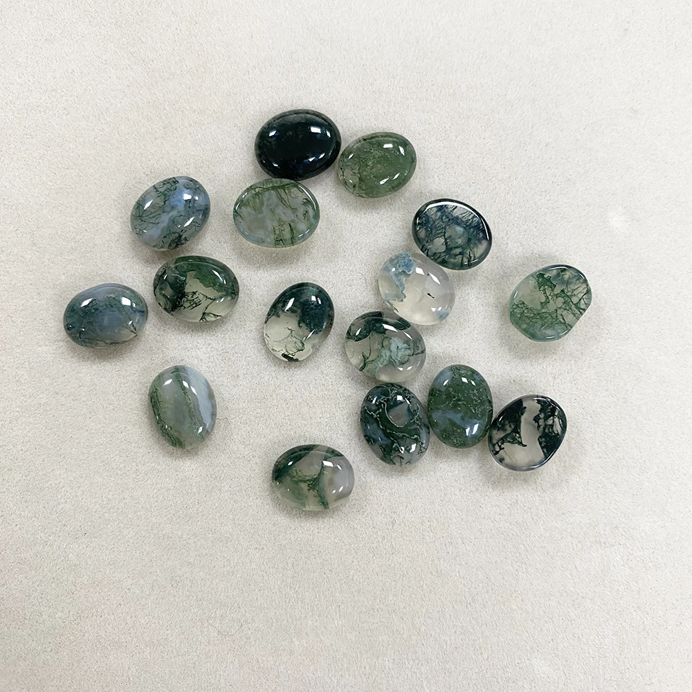 Factory Wholesale Natural Aquatic Agate Cabochon Dendritic Moss Agate Green Crystal Gemstone for Ring Earring Jewelry Making - Image 3