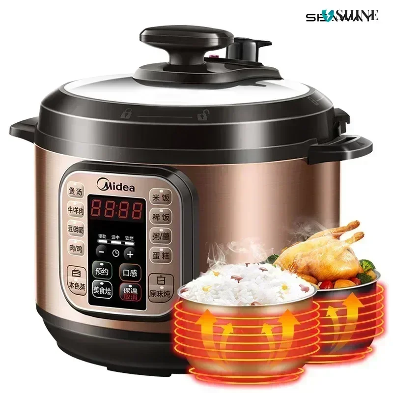 5L Large Capacity Electric Pressure Cooker - For Household, 3 - 6 People. Multifunctional, Ideal for Steaming and More.