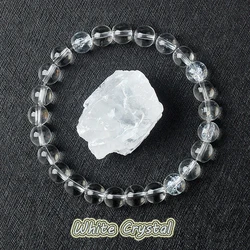 Genuine Clear Quartz Bead Bracelet Women Men Natural Stone Rock Crystal Elastic Bangle Purify the Soul Yoga Meditation Jewelry
