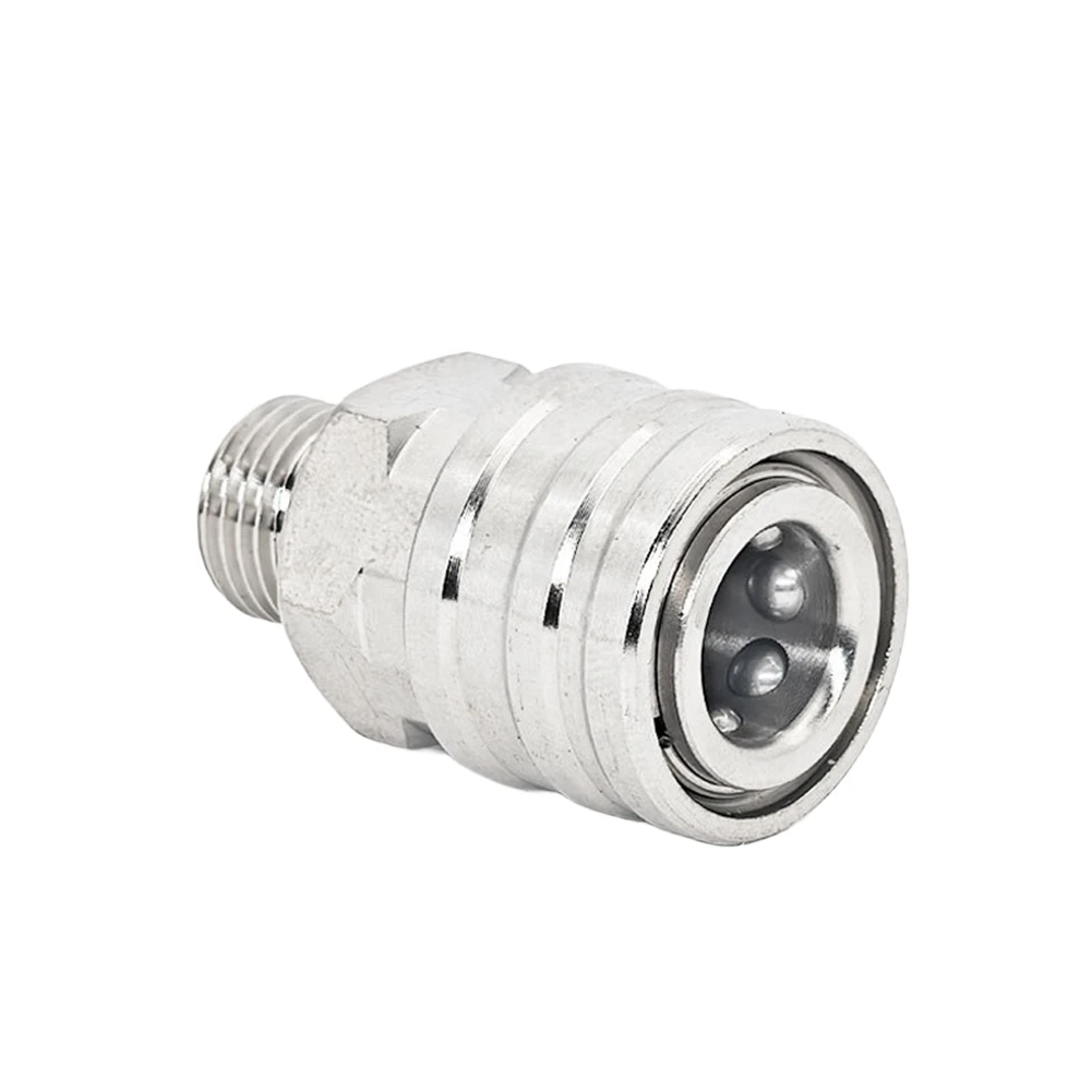 Silver Quick Connector for High Pressure Washer with 1/4 External Thread 12mm Inner Diameter Stainless Steel Material
