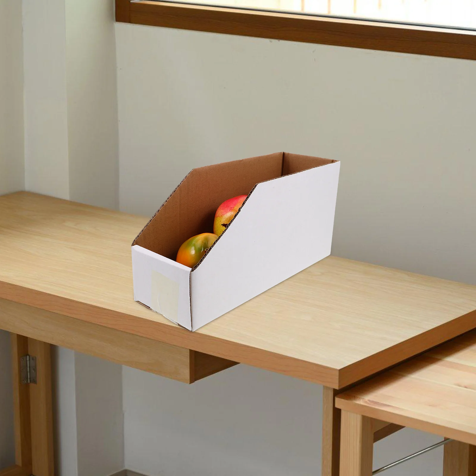 

4pcs Storage Box Cardboard Bins Large Capacity Slanted Opening Sturdy Material Warehouse Office Home Organization