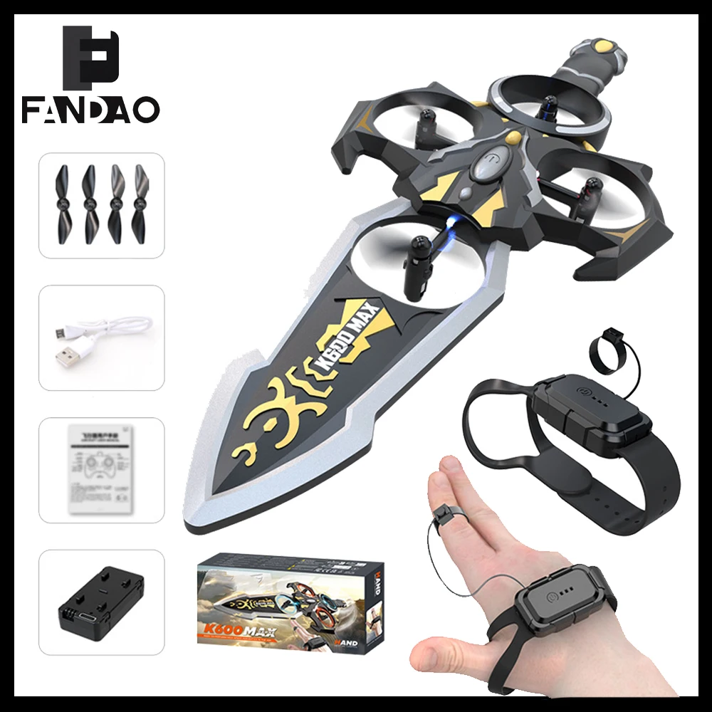 

Tactical Gesture Sensing Flying Sword with 360 Degrees Stunt Flip LED Lights Floating Drone Flying Toy for Outdoor Kids Adults