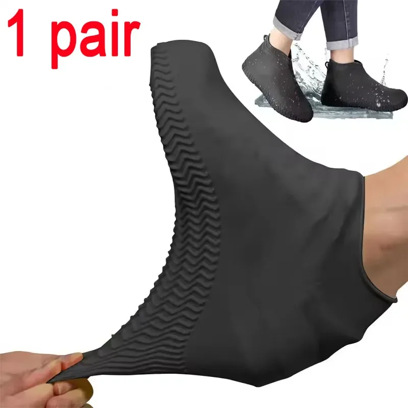 1 Pair Waterproof Non-slip Silicone Shoe High Elastic Wear-resistant Unisex Rain Boots for Outdoor Rainy Day Reusable Shoe Cover
