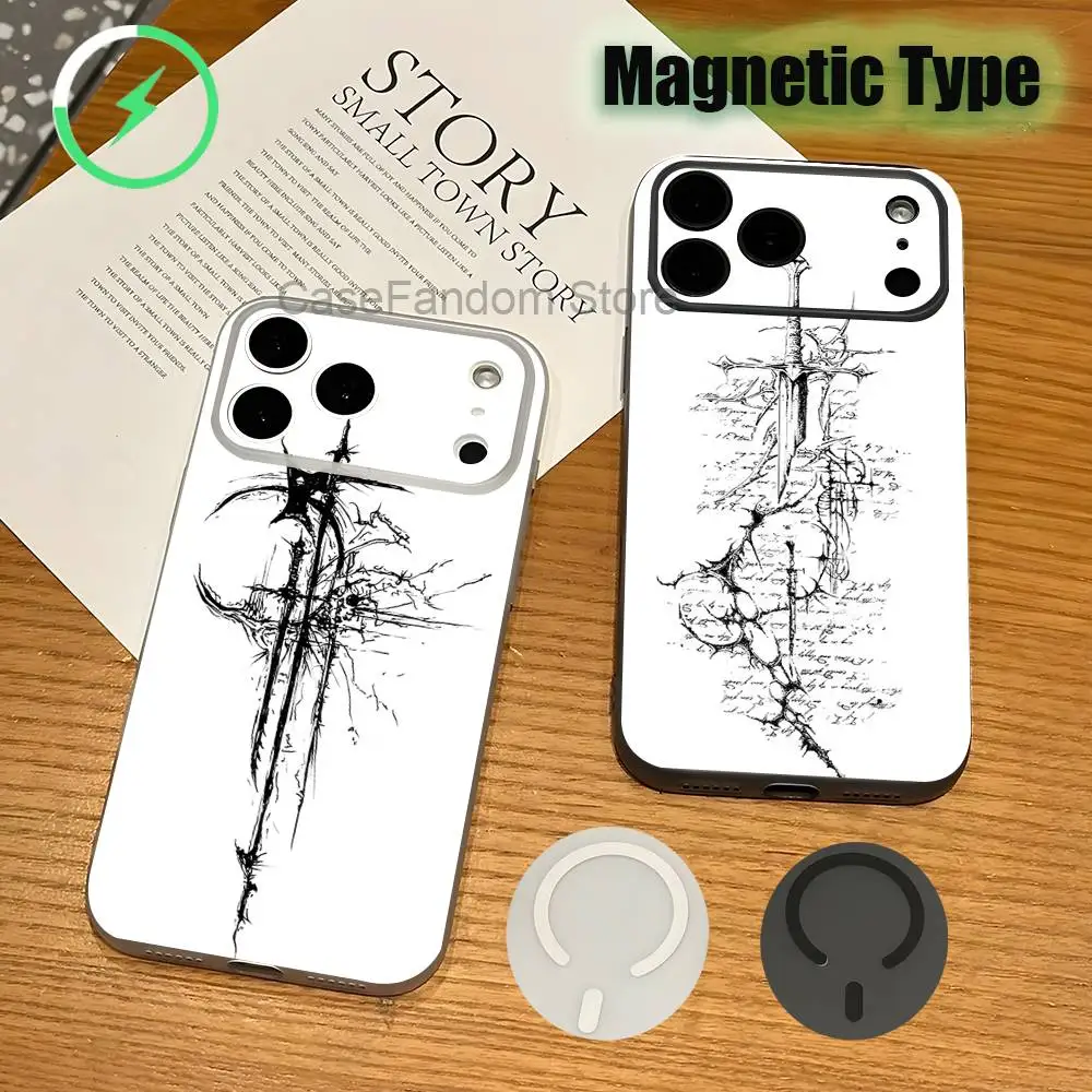 

Cyber Sigil Cross Goth Transparent White Phone Case For iPhone 17,16,15,14,13,12,11,Pro,Max,Plus Magnetic Wireless Charging