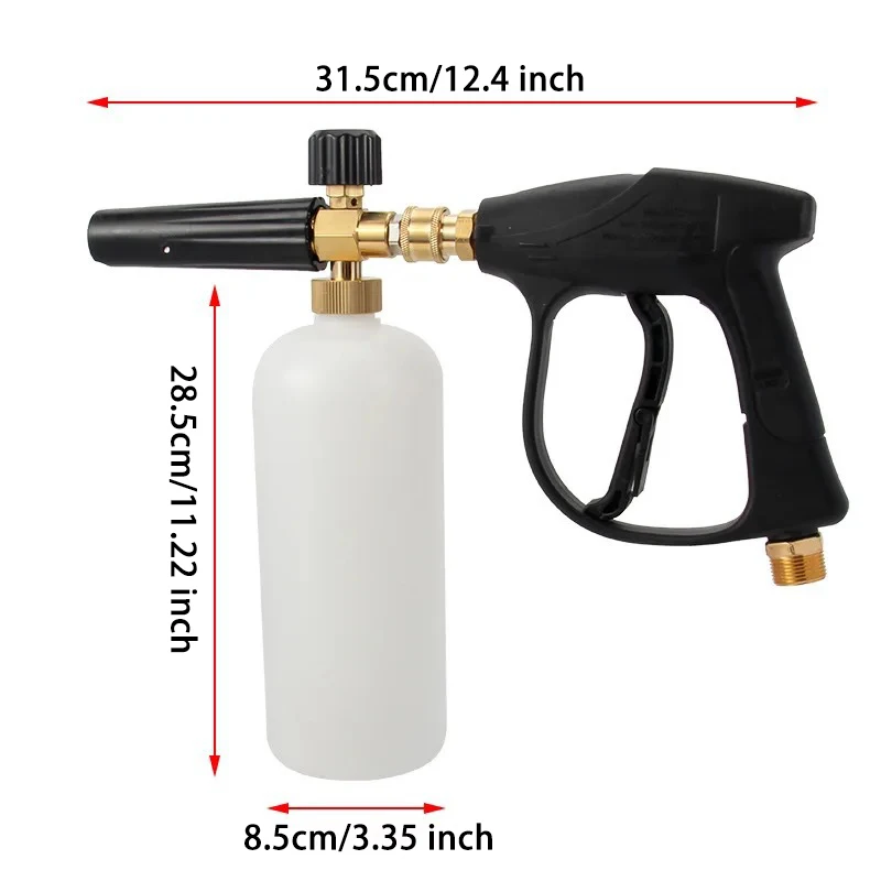 포즈 압력 와셔 짧은 건 폼 캐논 콤보 5 노즐 M2.2-1.4cm/M0.86-0.55inch 커넥터 자동차/파티오 청소용 1L 용량