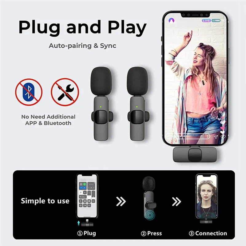 ラベリアワイヤレスマイク,USB-Cプラグアンドプレイ,ノイズリダクション,自動同期,ラペルマイク,ライブブロードキャスト,vlogger,インタビュー