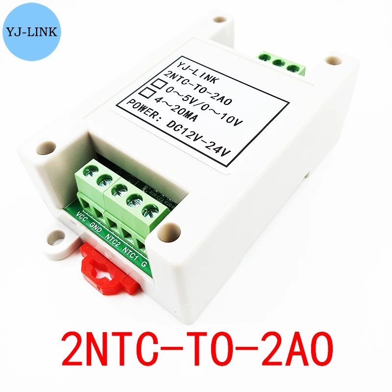 2-channel NTC Thermistor Temperature Sensor To Analog 4-20mA Current 0-5V/0-10V Voltage Output Temperature Conversion Module