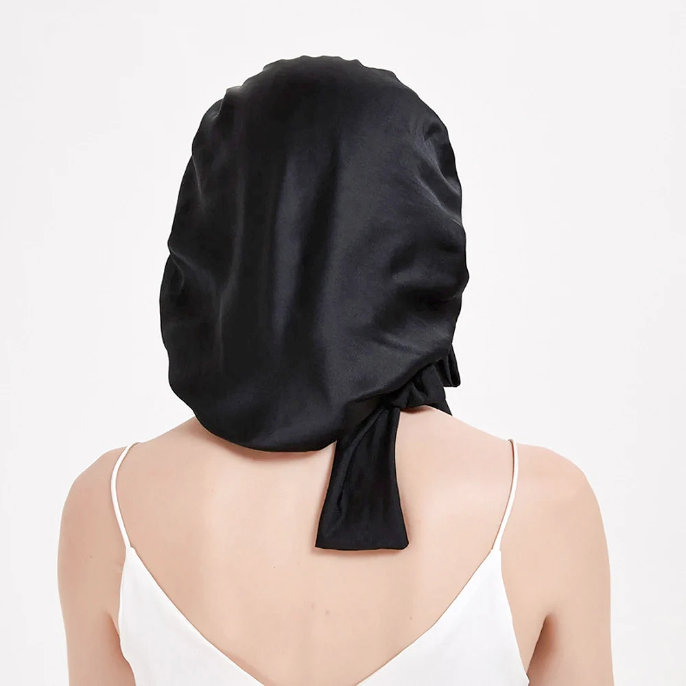 100% Pure Mulberry Silk Bonnet Sleeping Cap for Women Sleeping Hats Hair Bands Adjustable With Wide Elastics Headwrap 19 Momme
