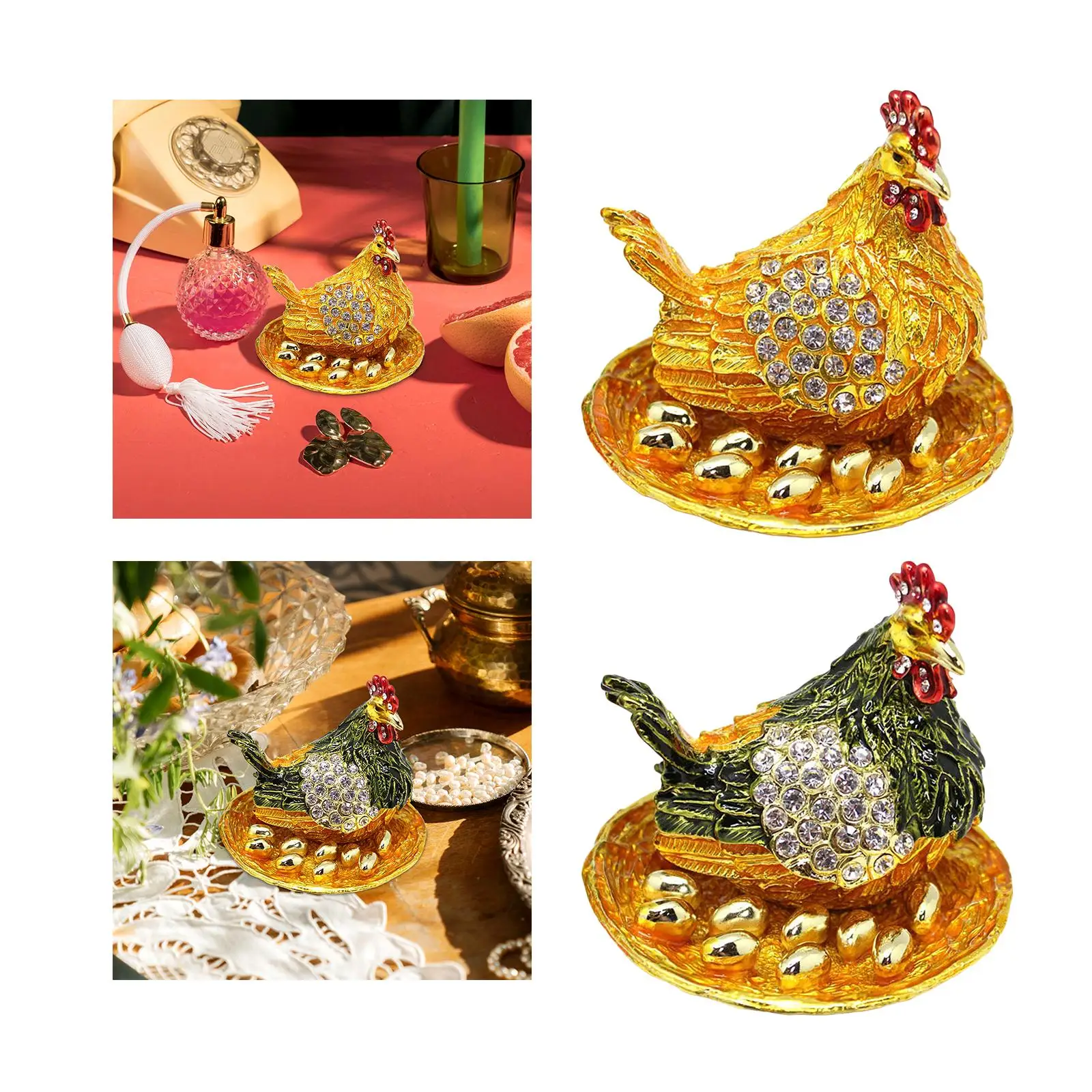 

Hen Hatching Eggs Jewelry Box Treasure Chest Box for Desktop