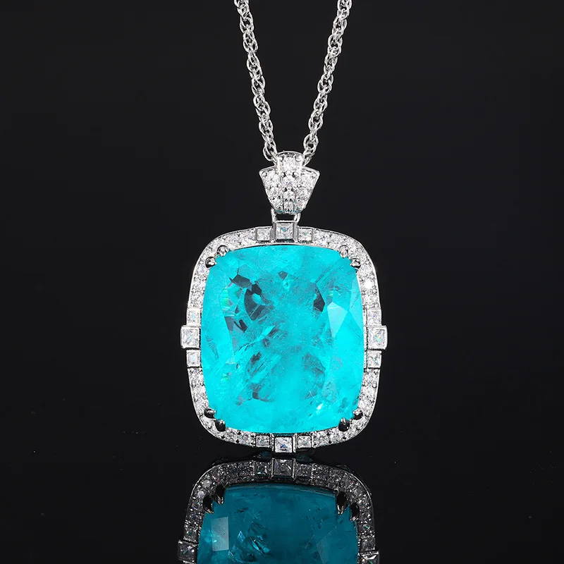 New Gold-Plated Gemstone Pendant Necklace Jewelry 20*23 Rectangular Shape