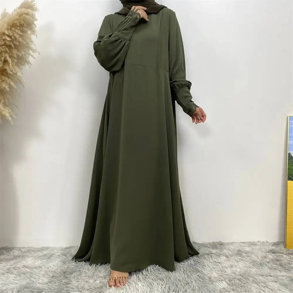 

Simple Luxury Sleeves with Lace Zipper and Pleated Front Zipper Arab Türkiye Cardigan Gown 6693 Dubai Luxury Islam Elegant