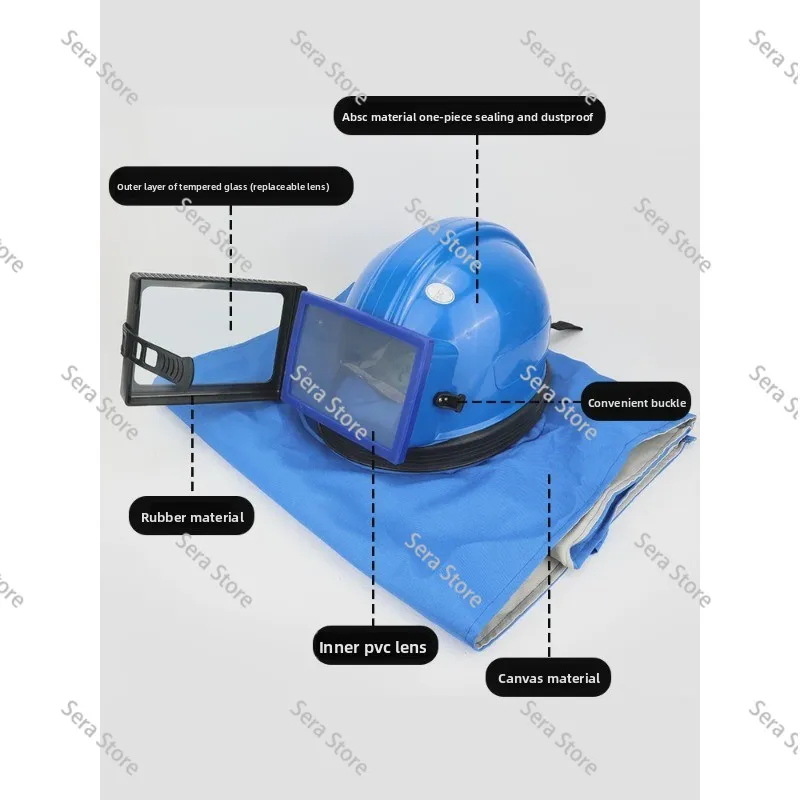 One-piece Two-piece Sandblasting Air Conditioning Oxygen Supply Sandblasting Helmet Flat Glass Lens Sandblasting Cap