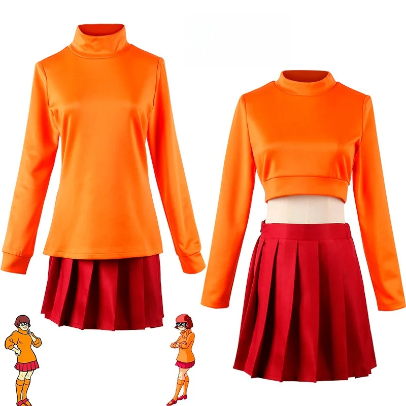 

Костюм на Хэллоуин для собаки Wilma Velma, костюм для косплея, женская традиционная одежда, наряд для выступления на сцене