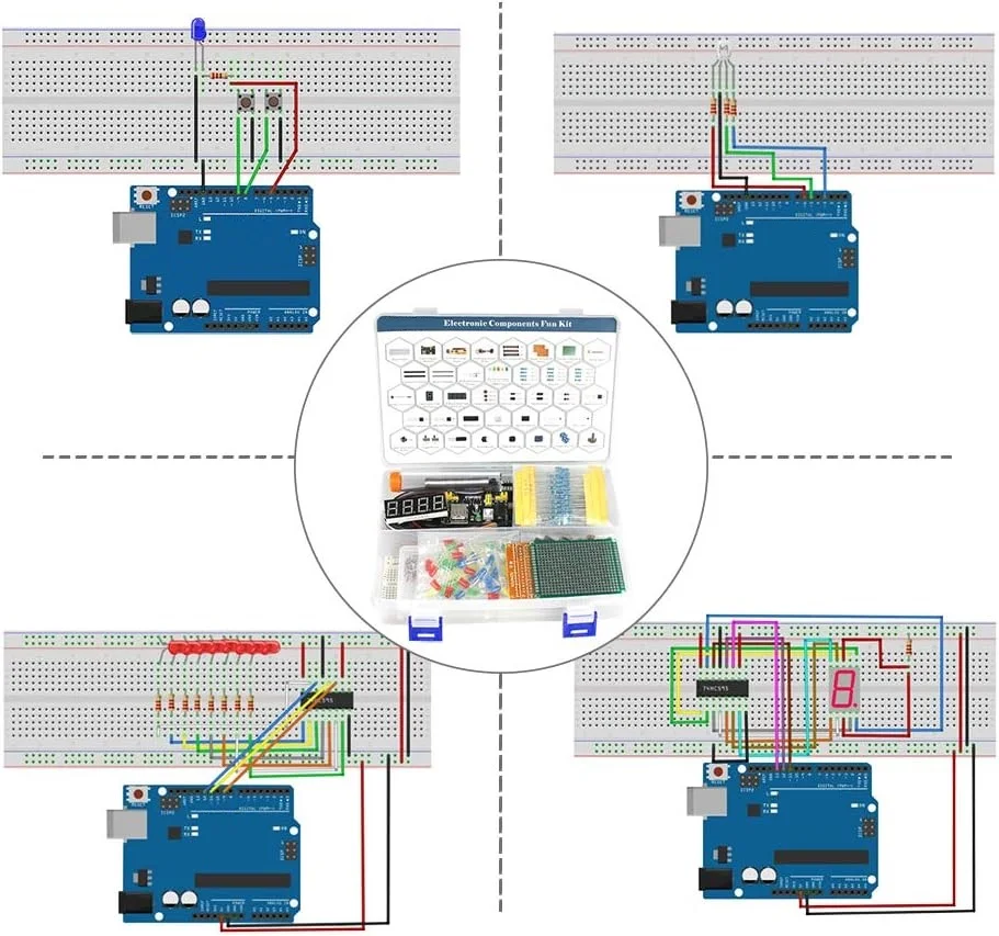 Electronics Component Fun Set Robot Starter Kit PCB Soldering Electron Kit, LED & Resistor Kits for Raspberry Pi ESP32
