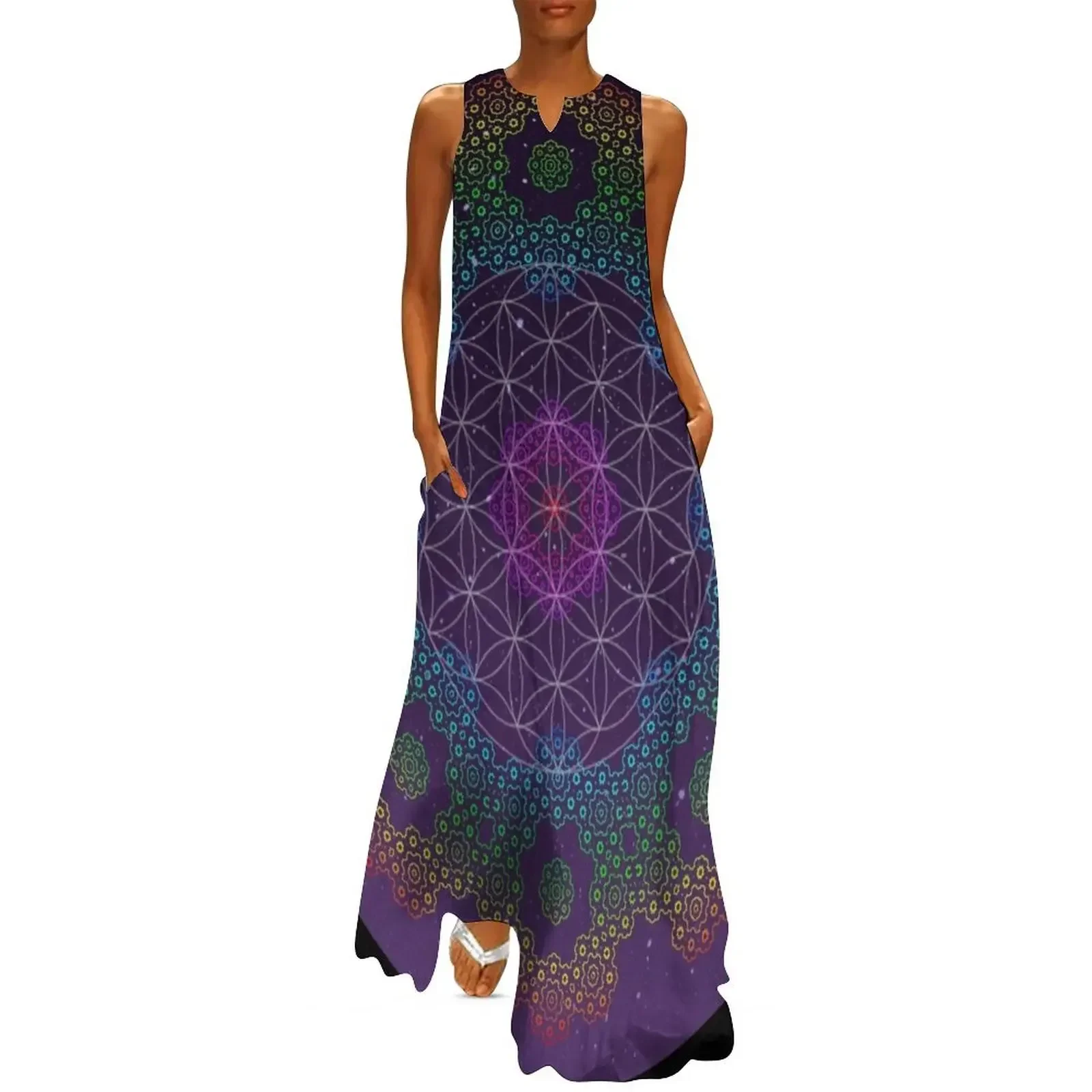 

Fractal Life Flower Long Dress womens clothing dress dresses Women's dress Aesthetic clothing
