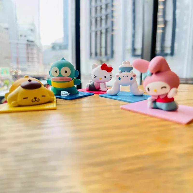 New Bowknot Yoga Kuromi Cinnamoroll Blind Box Kawaii Mini Decorative Action Figure Trendy Toys Girls Birthday Commemorate Gift