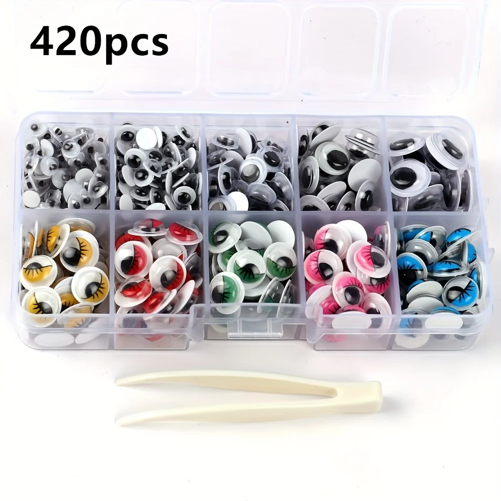 420pcs Mixed Googly Eyes Self-adhesive DIY Scrapbooking For Stuffed Toy Doll Accessories, Eyes Stickers For DIY