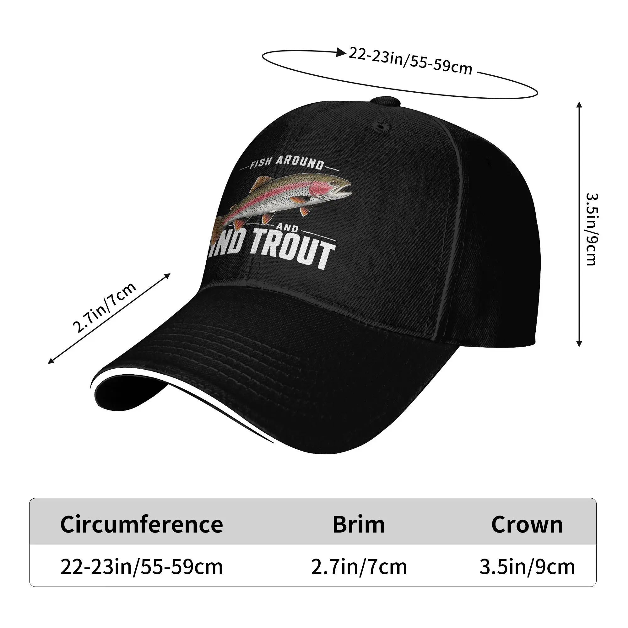 Funny Fish Around and Find Trout Rainbow Trout Fishing Casual Baseball Cap Summer Trucker Hat Sun Visor Outdoor Gym Hip Hop Hats