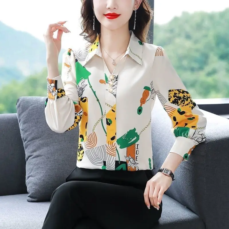 Spring Autumn Loose Casual Floral Print Shirt Ladies Long Sleeve Sweet Fashion All-match Tops Women Temperament Cardigan Blouse