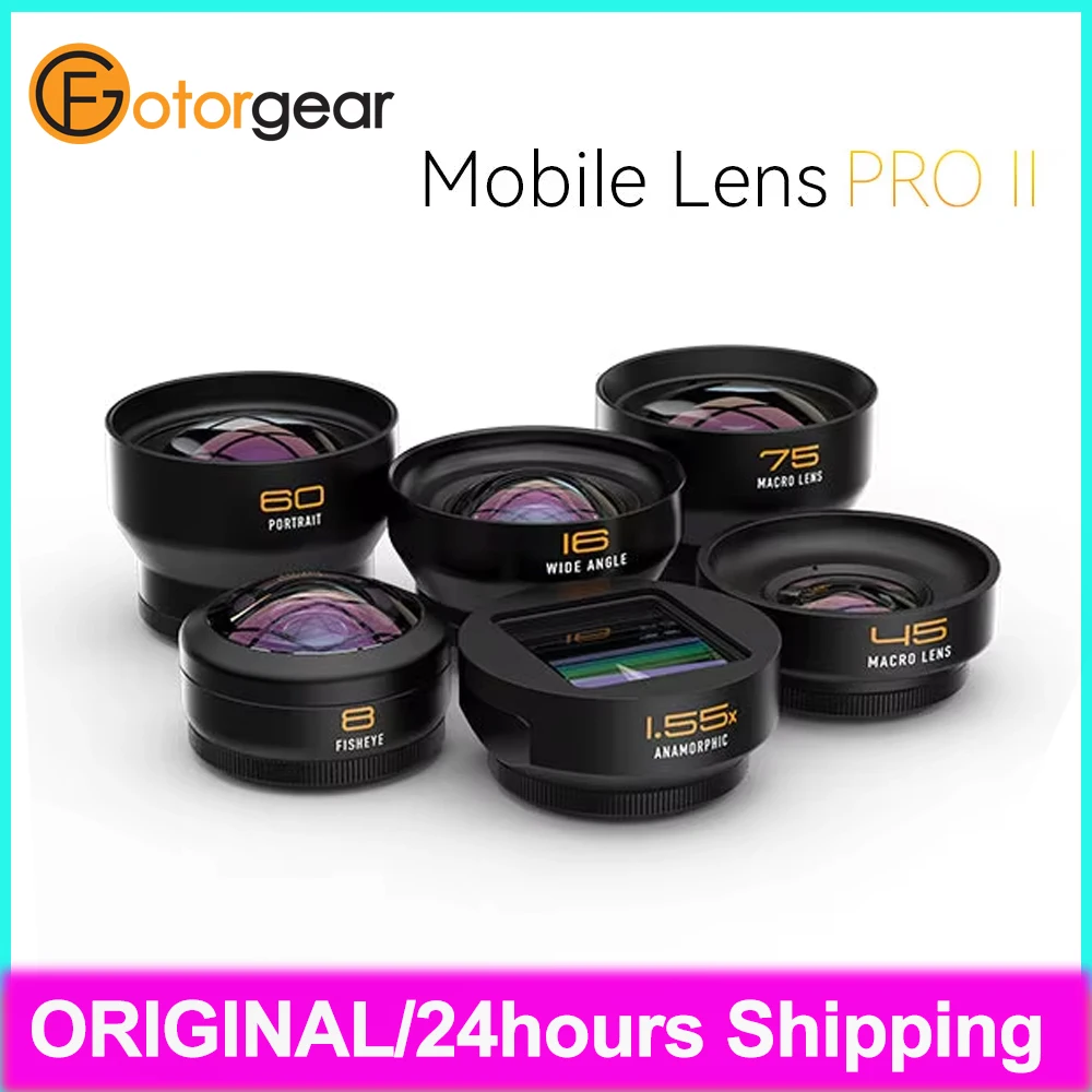 Florgear-lente macro para celular, 45mm, 75mm, 16mm, grande angular, 400mm, 1.55x, lente anamórfica, montagem em t, pro ii