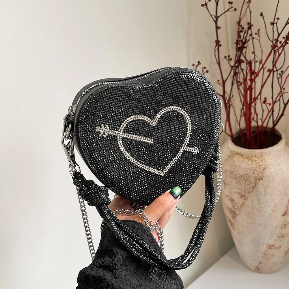 محفظة كتف للنساء على شكل قلب من جلد البولي يوريثان مع جيب داخلي وحقيبة كروس ومحفظة للعمل والسفر #2