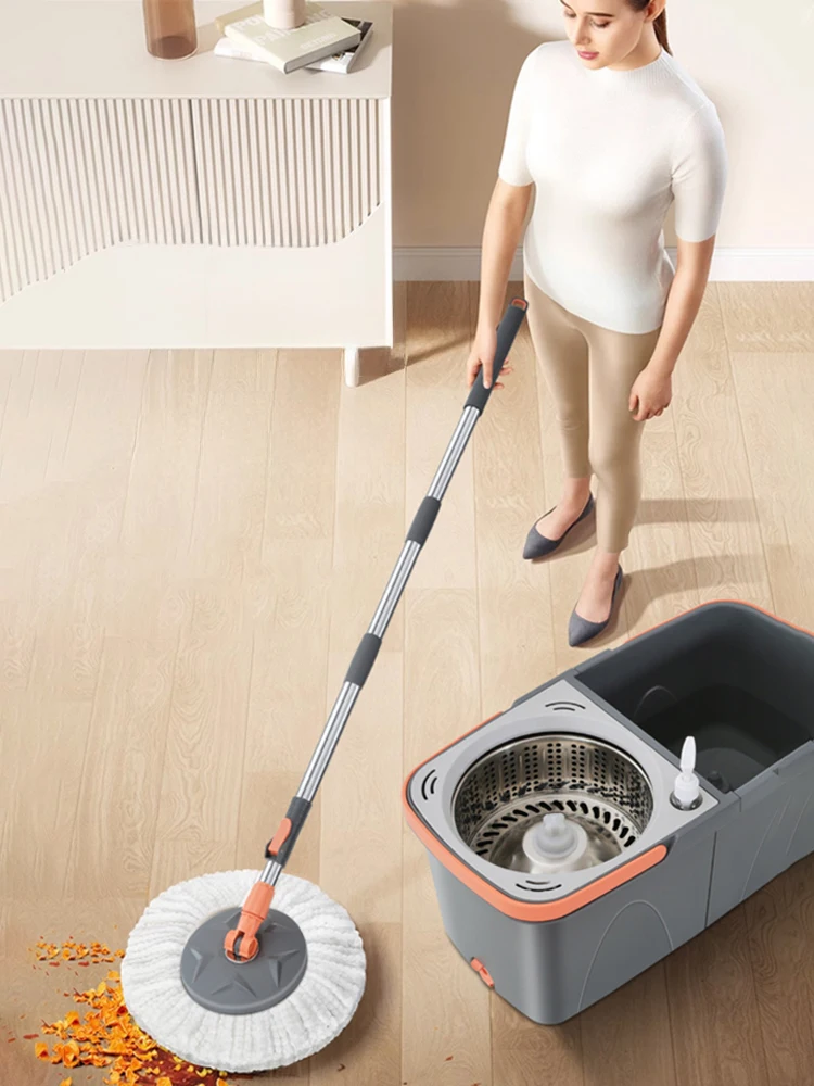 New Separate Double Bucket Rotating Mop Bucket Sets 360° Spinning Floor Cleaning Mop Reusable Microfiber Heads Home Lazy Mop