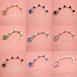 1 Piece Beautiful Rhinestone  Pacifier Clip Chain for Baby  Vintage European Pearl Crystal Nipple Clip Holder Nipple Accessories