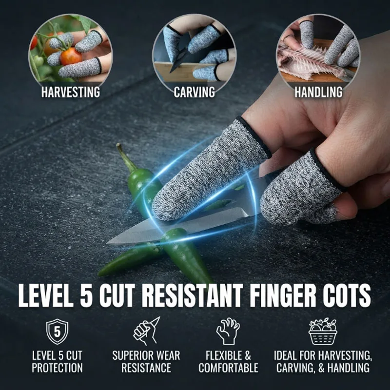 Protective Anti-Cut Finger Sleeves Thickened Elastic Level 5 Wear-Resistant for Picking Carving Moving Workshop Gardening