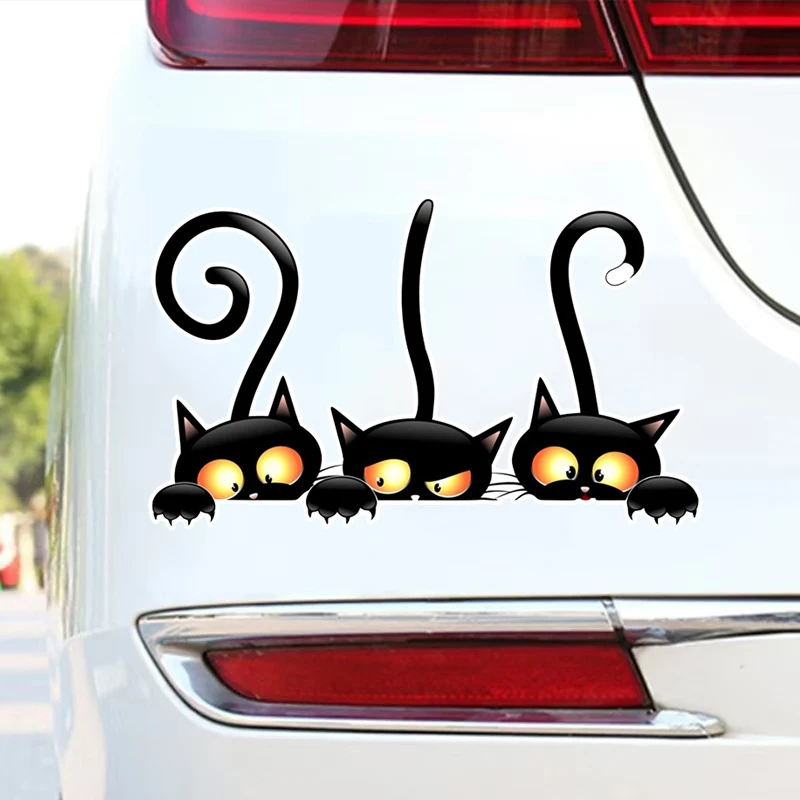 ملصقات مضحكة للقطط السوداء لمصد ، سيارة ، شاحنة ، خوذة محرك ، صندوق أدوات ، باب ، كمبيوتر شخصي ، قارب ، مقاوم للماء ، ديكورات السيارات ، 17x10 ، CK21121 # #2