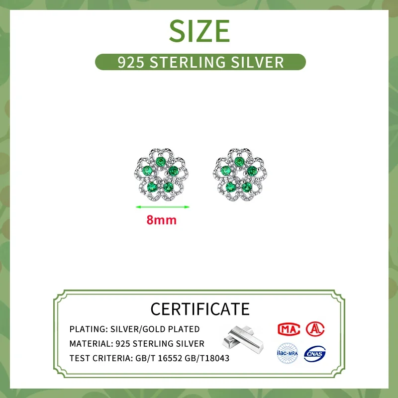 SOFTPIG Real 925 Sterling Silver Zircon Flower 18K Stud Earrings for Women Classic Plant Fine Jewelry 2024 Trendy Summer Ocean