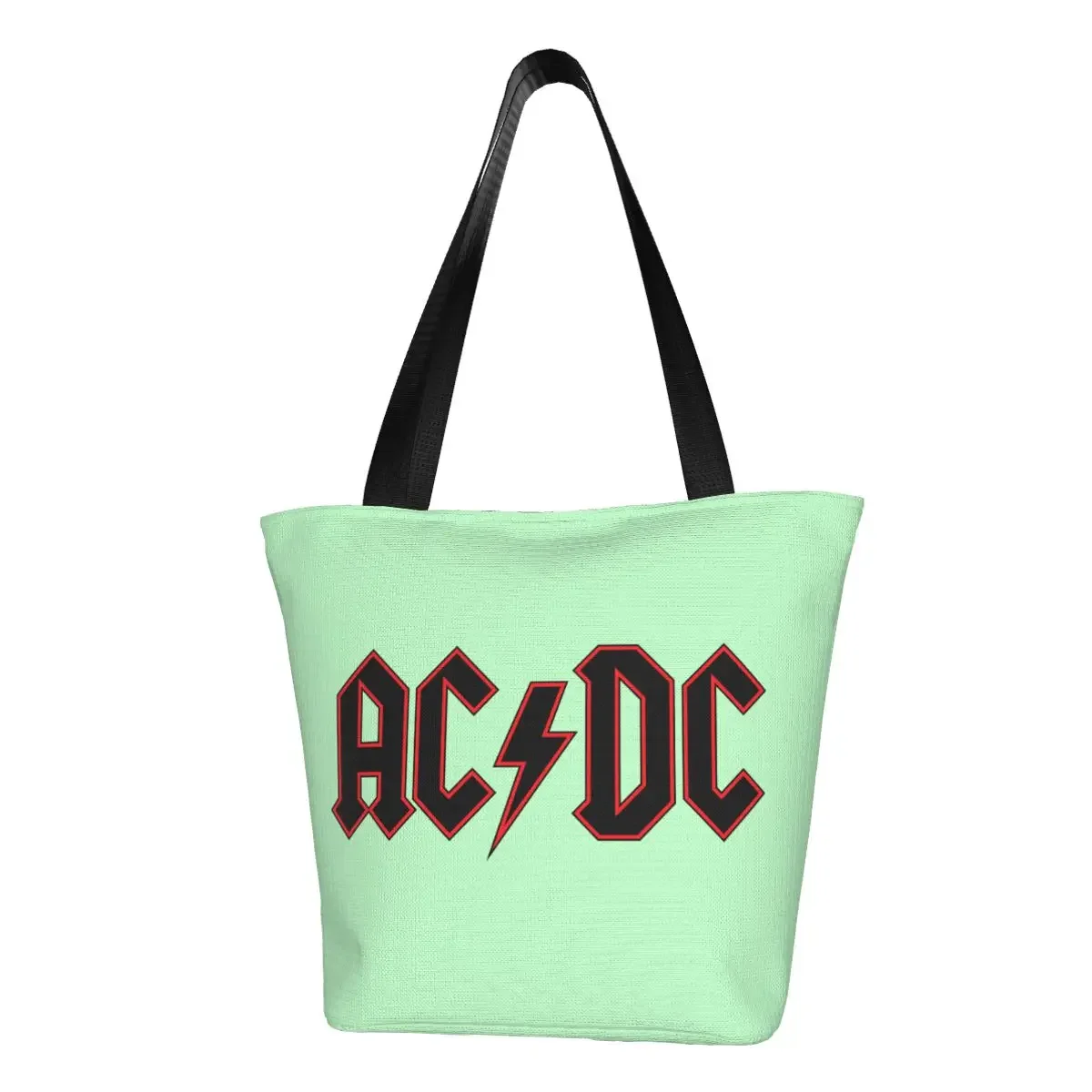 AC The Bell Rock Roll Groceries Shopping Bags Canvas Shopper Shoulder Tote Bag Big Capacity Australian Band Handbag