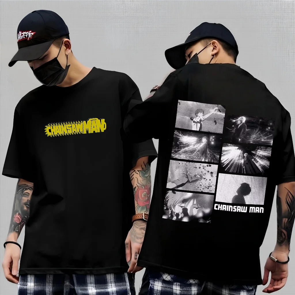 

Bandai Chainsaw Man Japanese Anime Printed Pure Cotton T-shirt for Men and Women Casual and Breathable Summer Street T-shirt